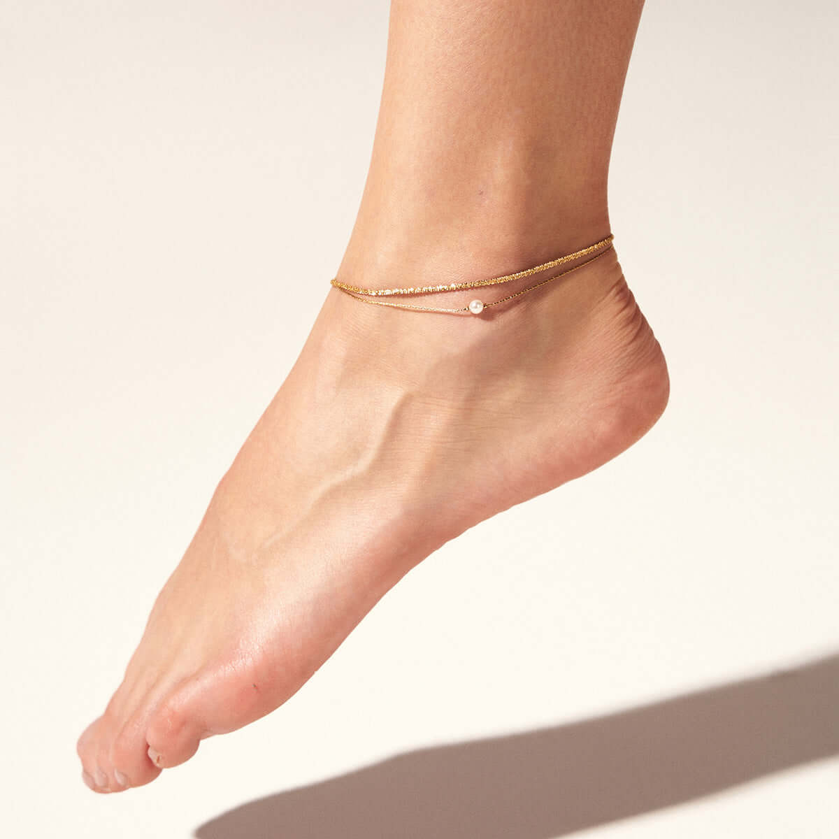 Pearl Gold Layered Anklet Chain