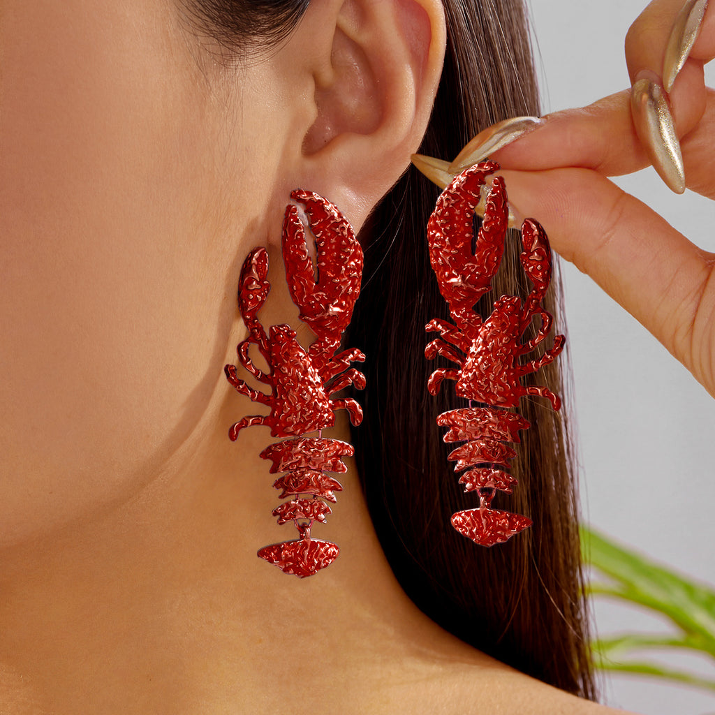 Coastal Summer Lobster Oversize Earrings