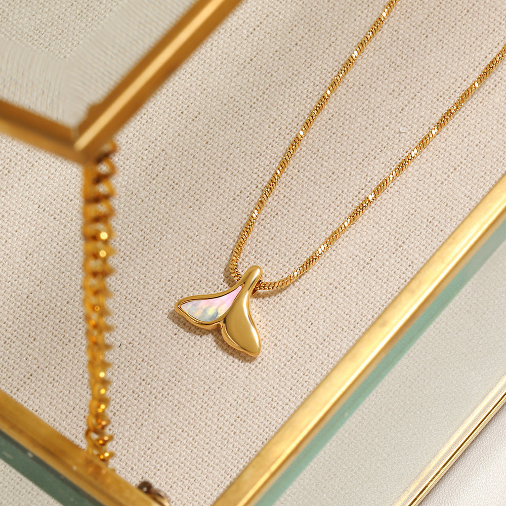 EDGY Whale Tail Two Tone Pendant Necklace