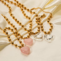 18K Gold Transparent Love Bead Necklace