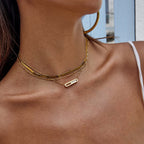 Vertical Bar Herringbone Chain Necklace Set