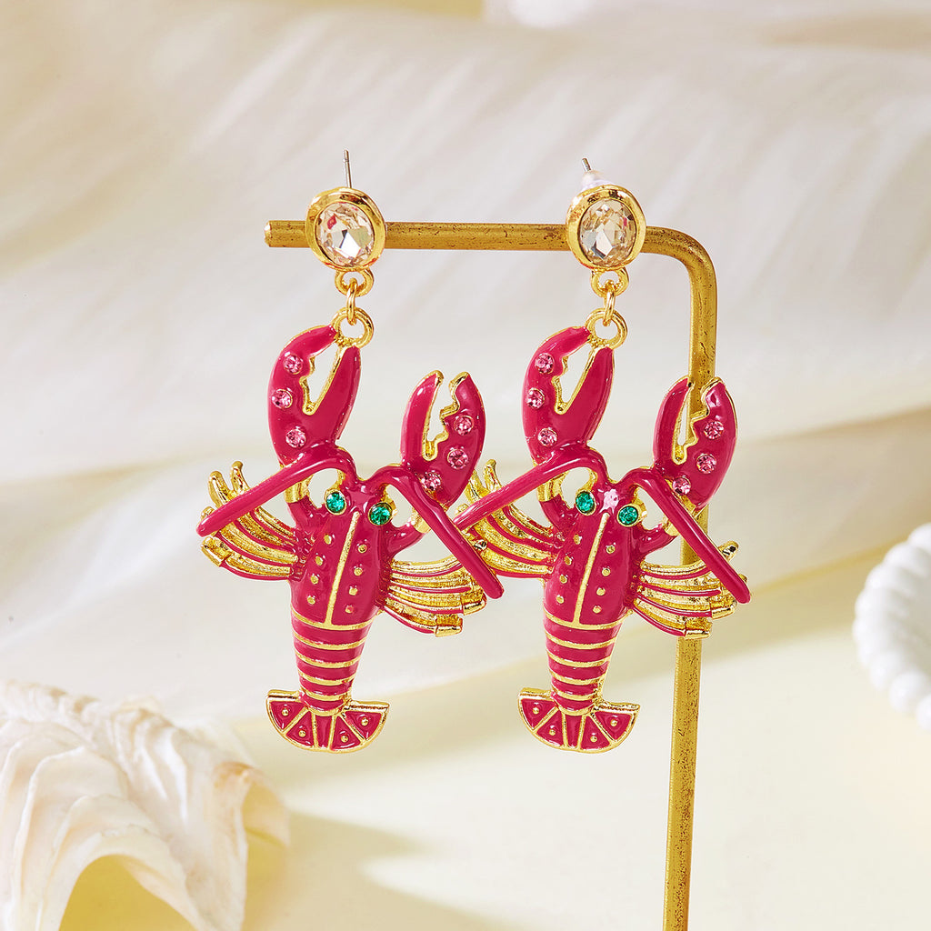 Coastal Summer Lobster Oversize Earrings