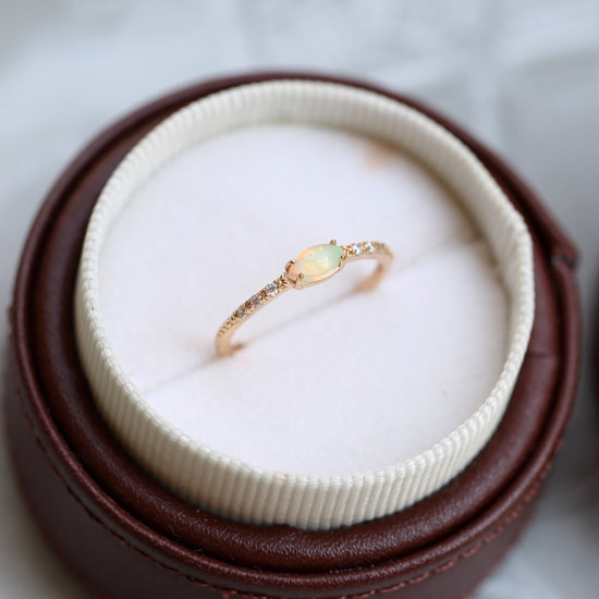 Marquise Opal Thin Band Ring