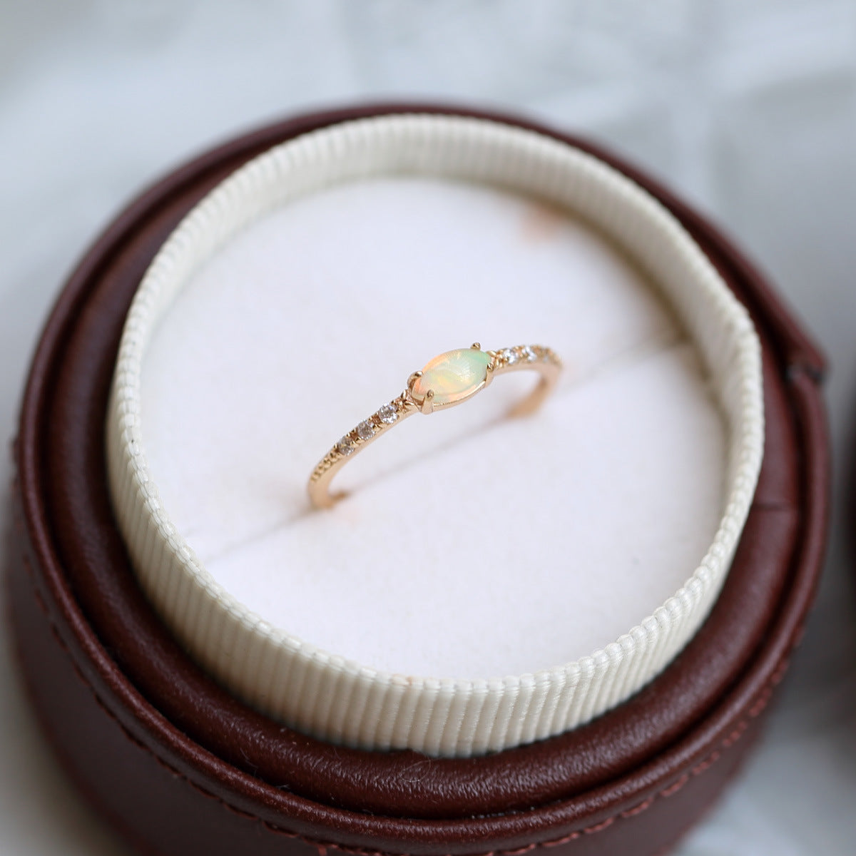 Marquise Opal Thin Band Ring