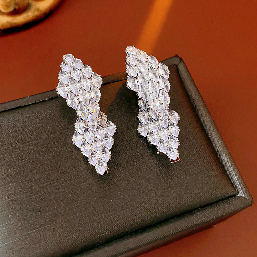 Trendy Rhombus Clear Zircon Earrings