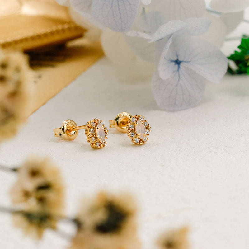 Golden Halo Ethiopian Opal Stud Earrings