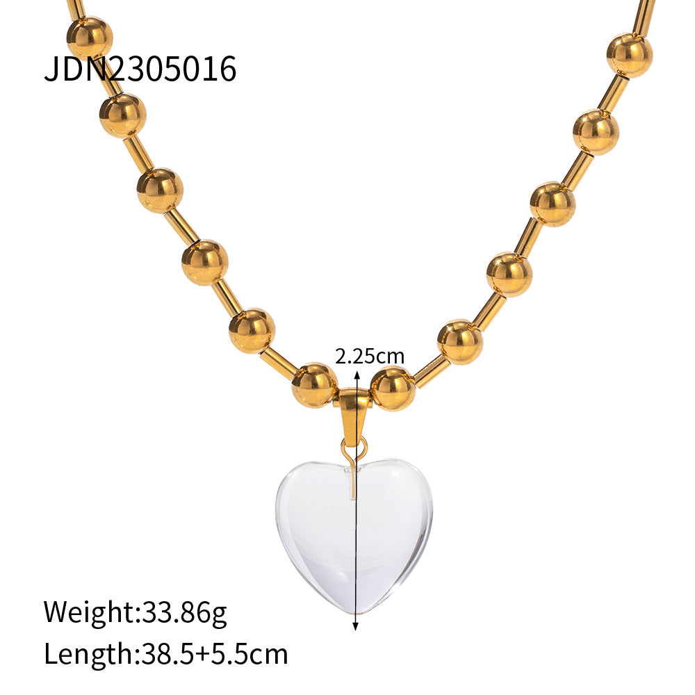 18K Gold Transparent Love Bead Necklace