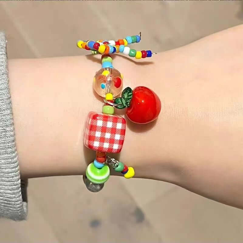 Carnival Y2K Mushroom Summer Boho Vibrant Bead Bracelet