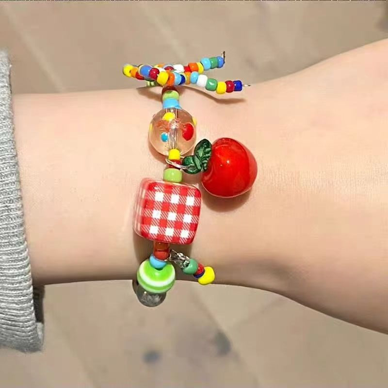 Carnival Y2K Mushroom Summer Boho Vibrant Bead Bracelet