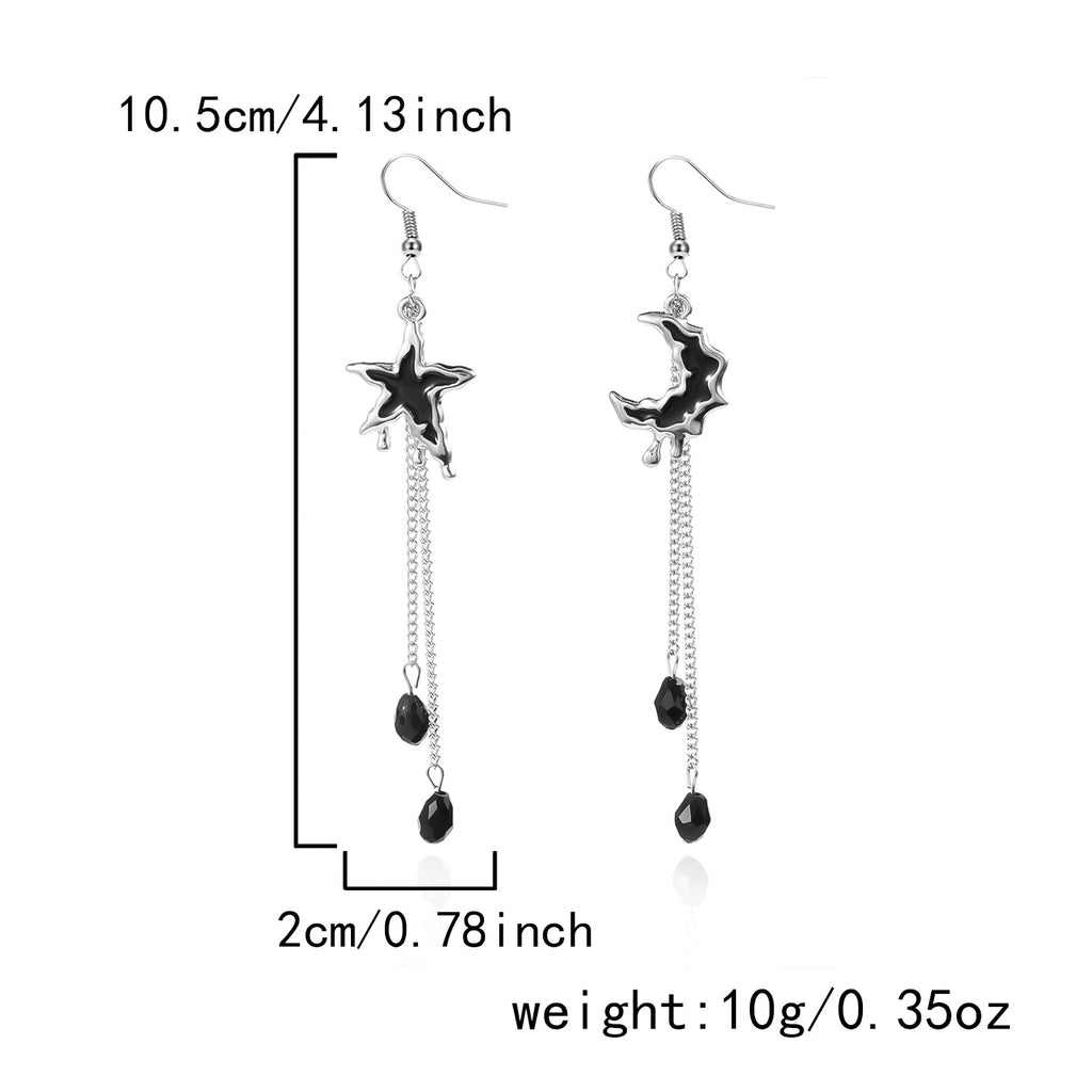 Midnight Bat Black Crystal Drop Earrings