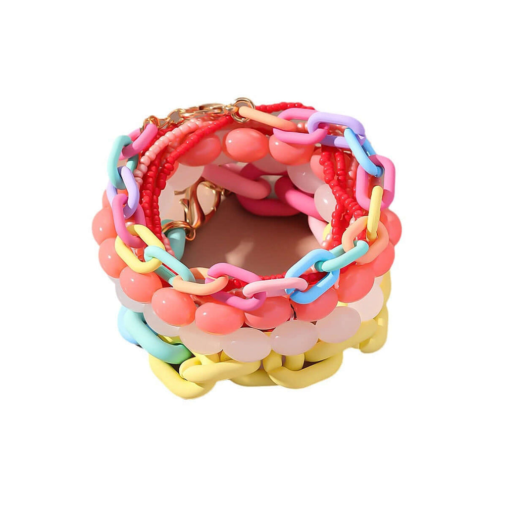 Multi Layer Vacation Rainbow Bead Bracelet
