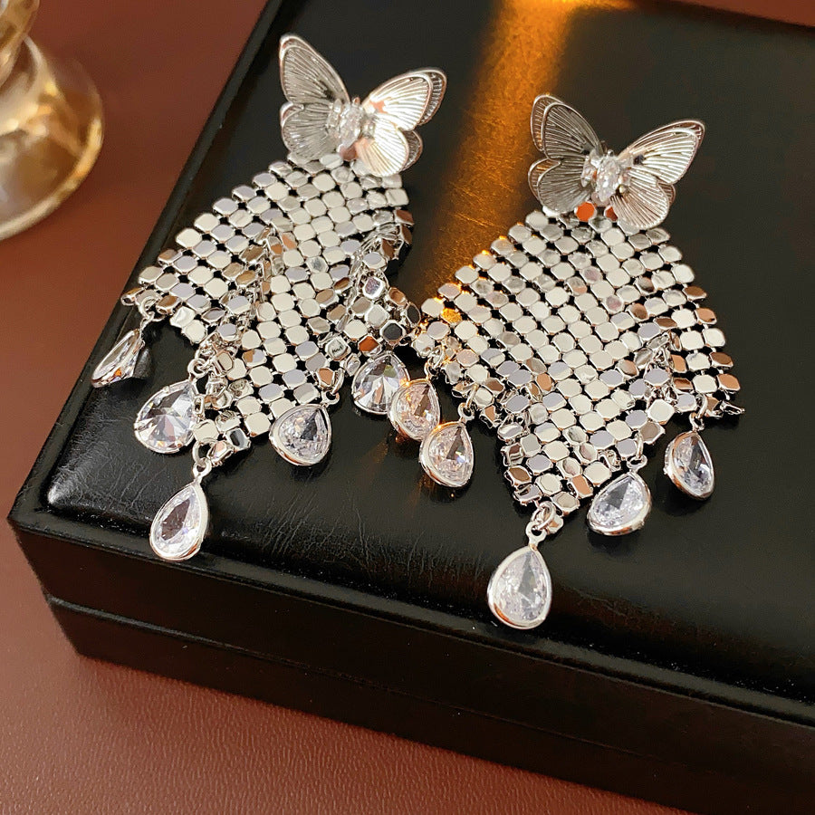 Versatile Butterfly Sequin Tassel Earrings