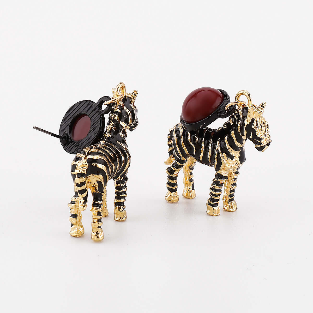 Black White Zebra Stripes Drop Earrings