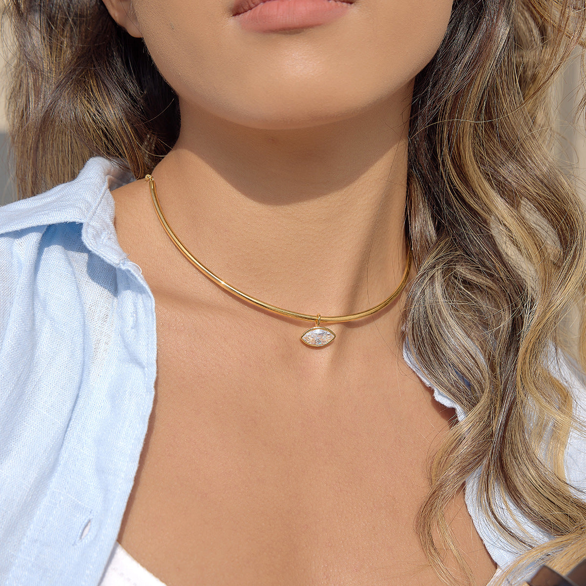 Gold Evil Eye Simple Choker