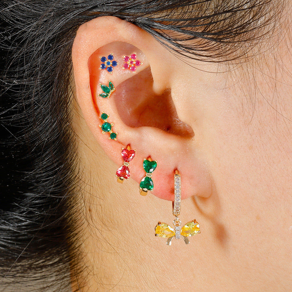 20G Surgical Steel Color Flower Helix Stud