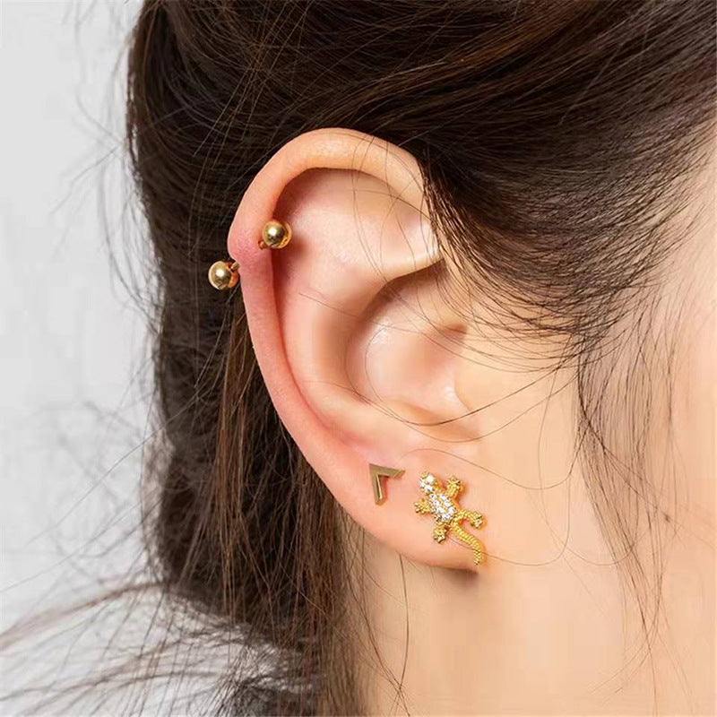 20G  Gold Lizard Tragus Stud Piercings