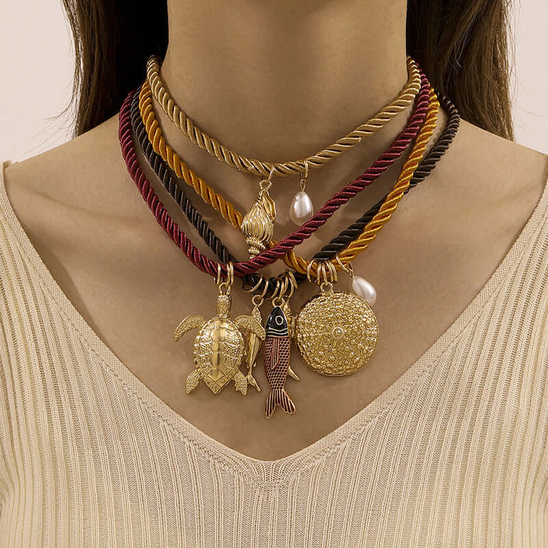 Marine Life Beach Style Layering Necklace