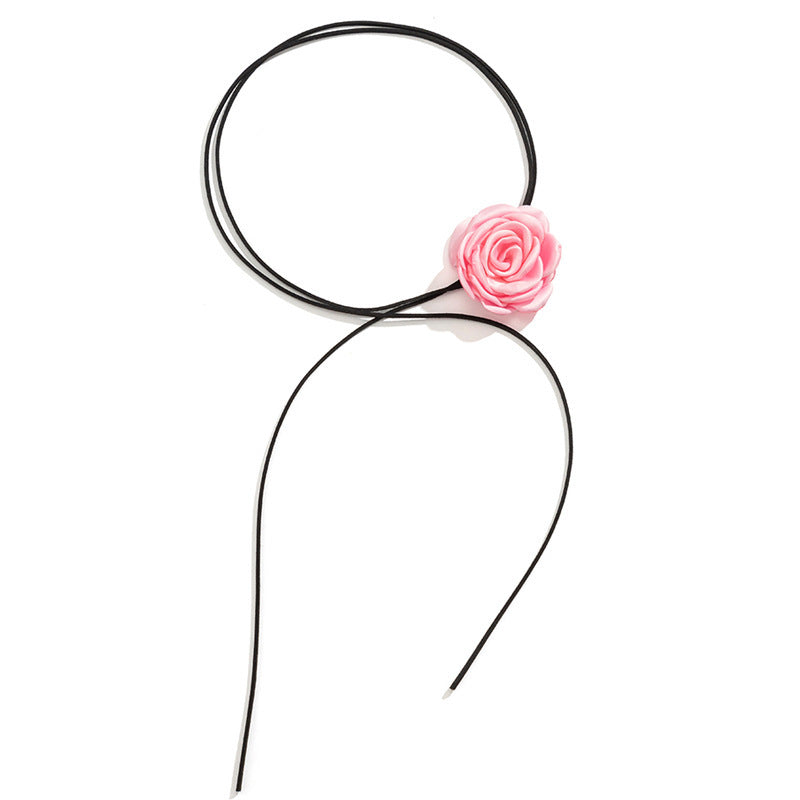 Rose Phantom Flower Suede Choker Costume Necklace | X411