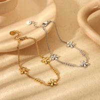 Floral Bead Bracelet Gold