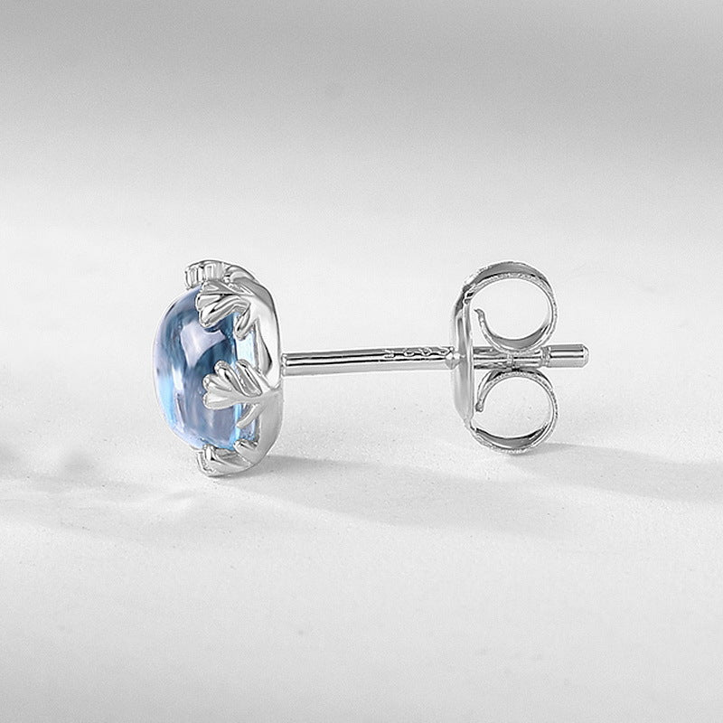 Moonlit Bloom Blue Topaz Flower Stud Earrings