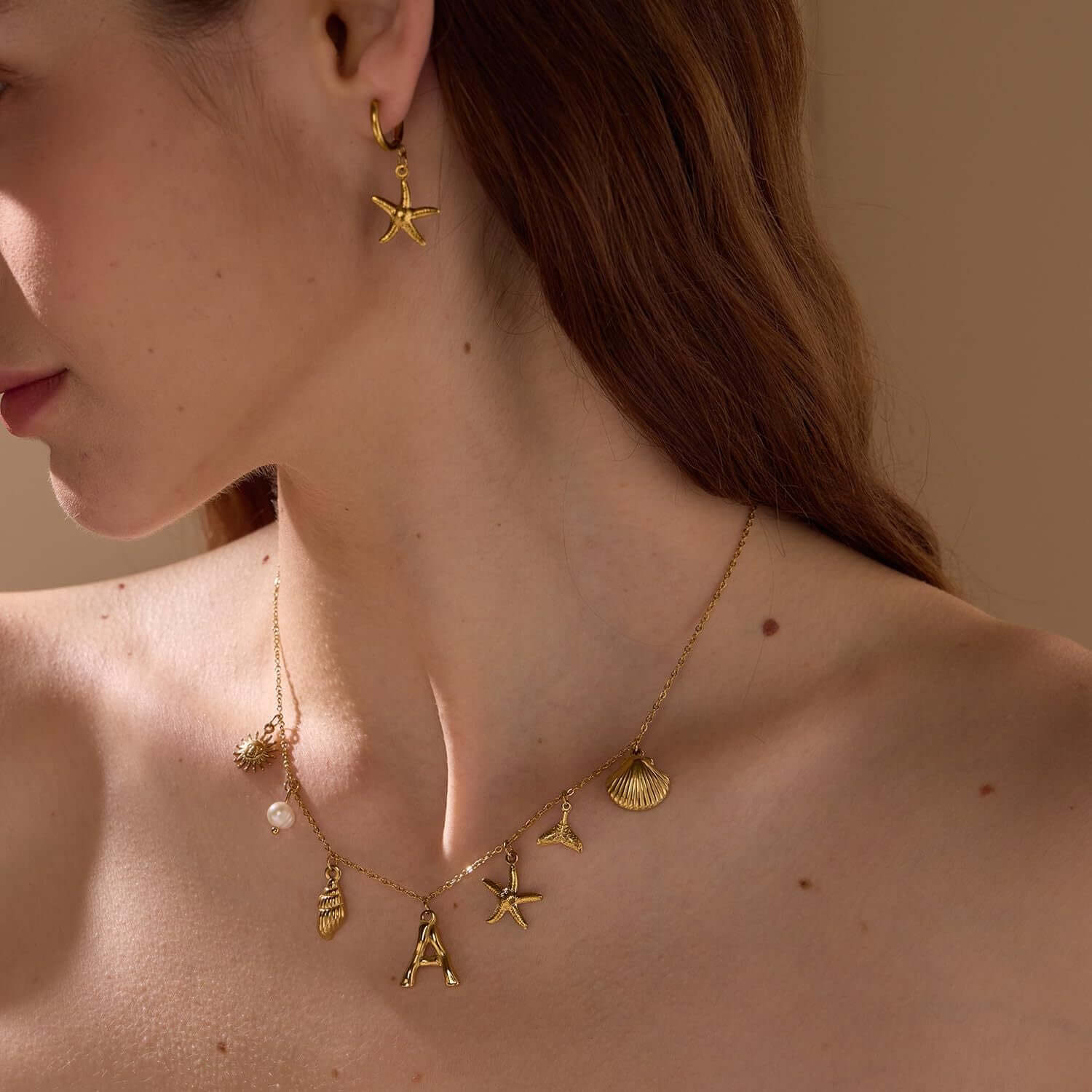 Summer Alphabet Starfish Charm Necklace