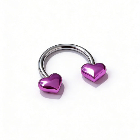 Rebel Pink Heart Horseshoe Circular Nose Ring