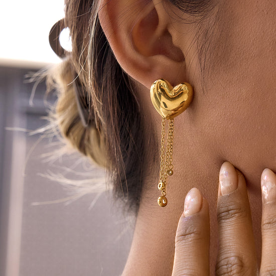 Color Red Heart Stud Earrings