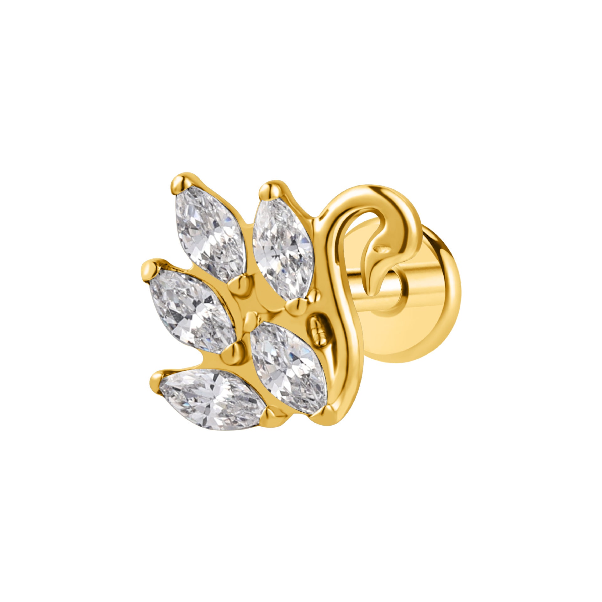 Swan Threaded Screw Flat Back Earrings