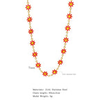 Color Enamel Small Flower Bracelet & Necklace Set
