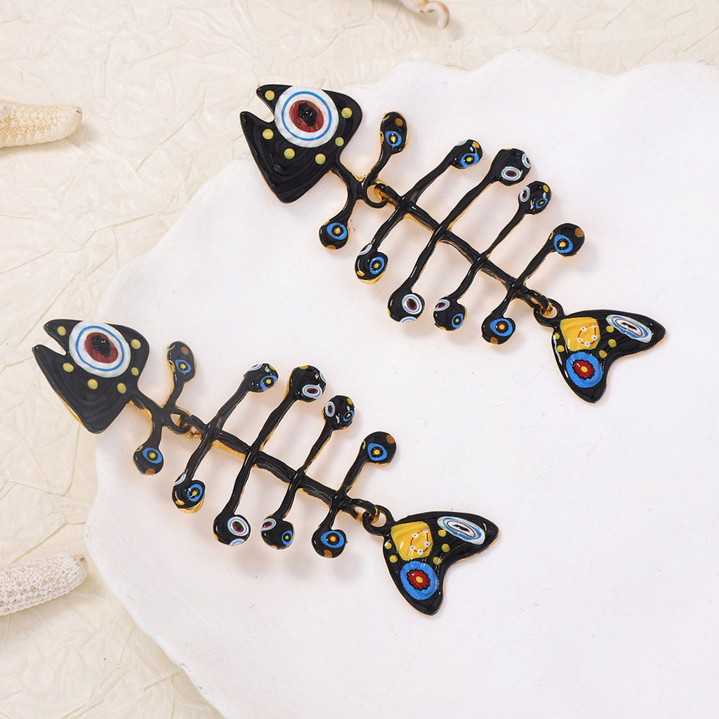 Chunky Fishbone Skeleton Earrings