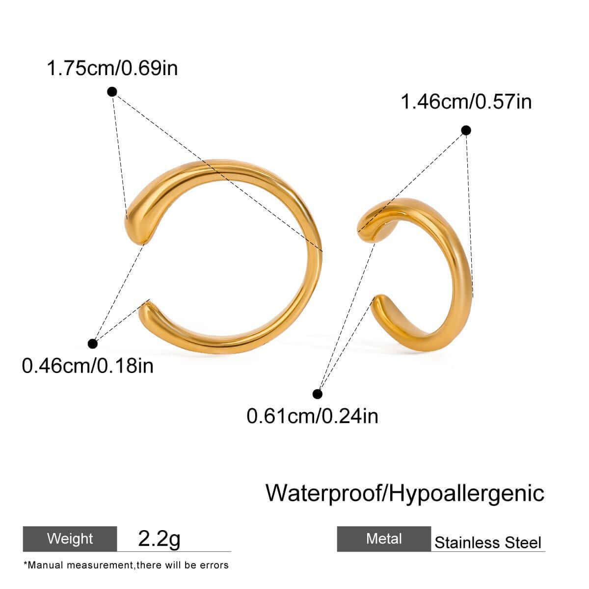 Sun Moon Stud with Plain Ear Cuff