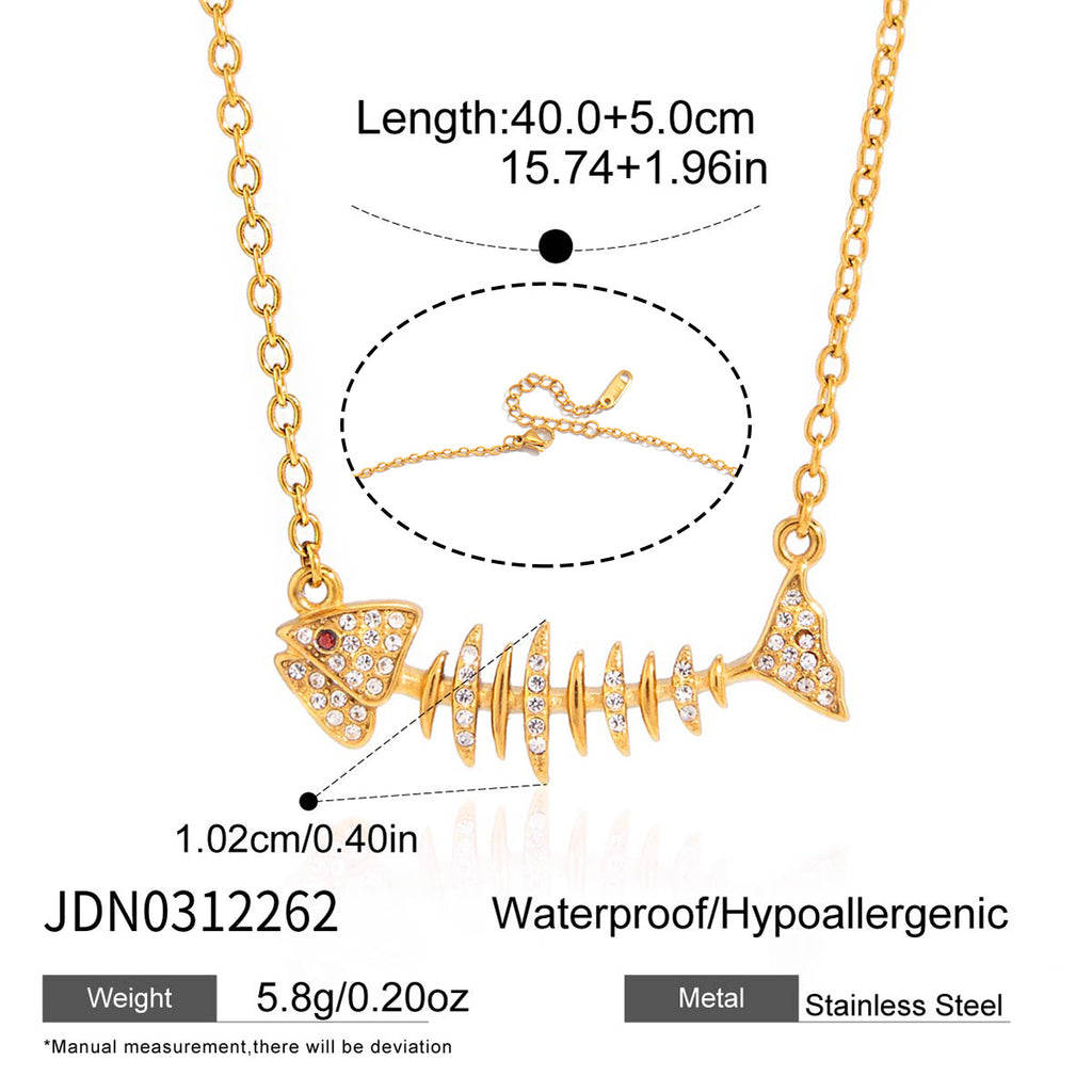 Y2K Gold Fishbone Necklace