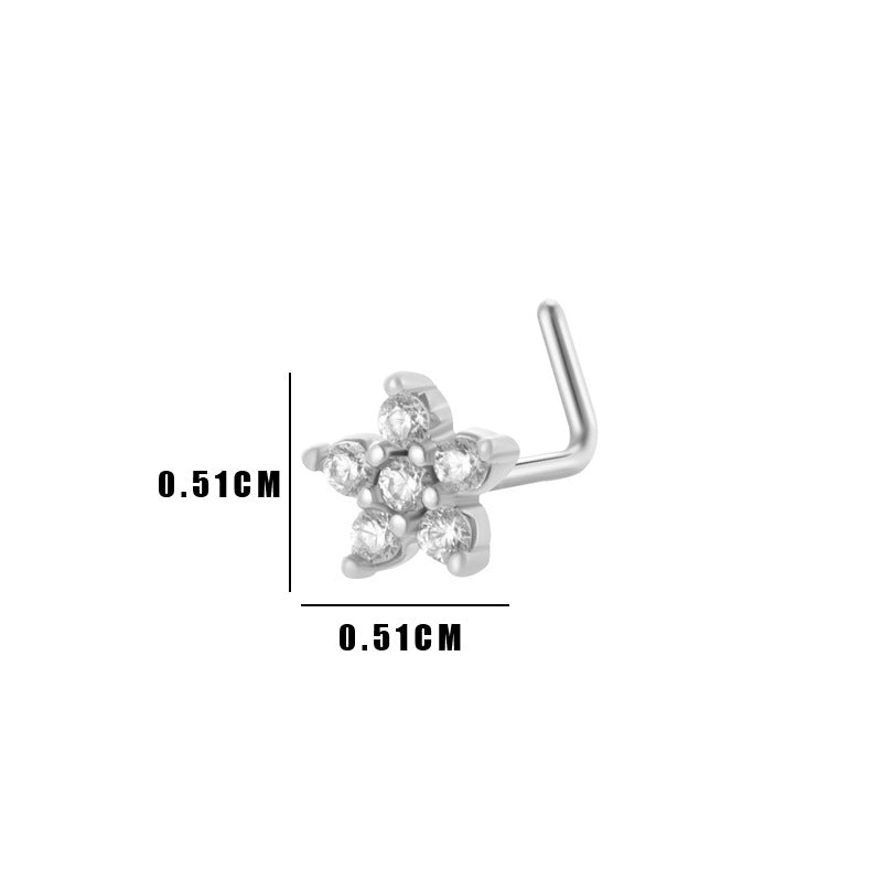 Little Bow Flower L Shape Nose Ring