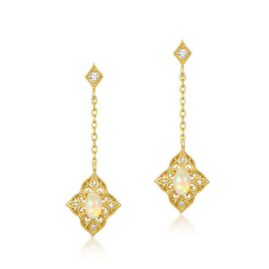 Light Luxury Baroque Opal Filigree Dangle Earrings