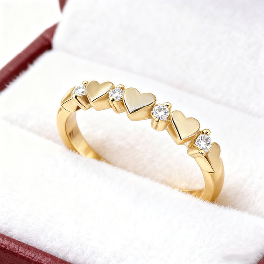 Romantic Moissanite Heart Band Ring
