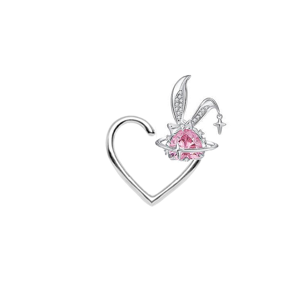 Pink Bunny Heart Surgical Steel Navel Ring Nose Ring