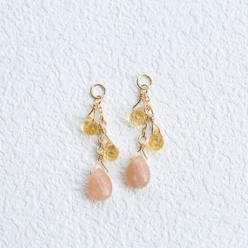 Hollow Citrine Sunstone Droplet Earrings