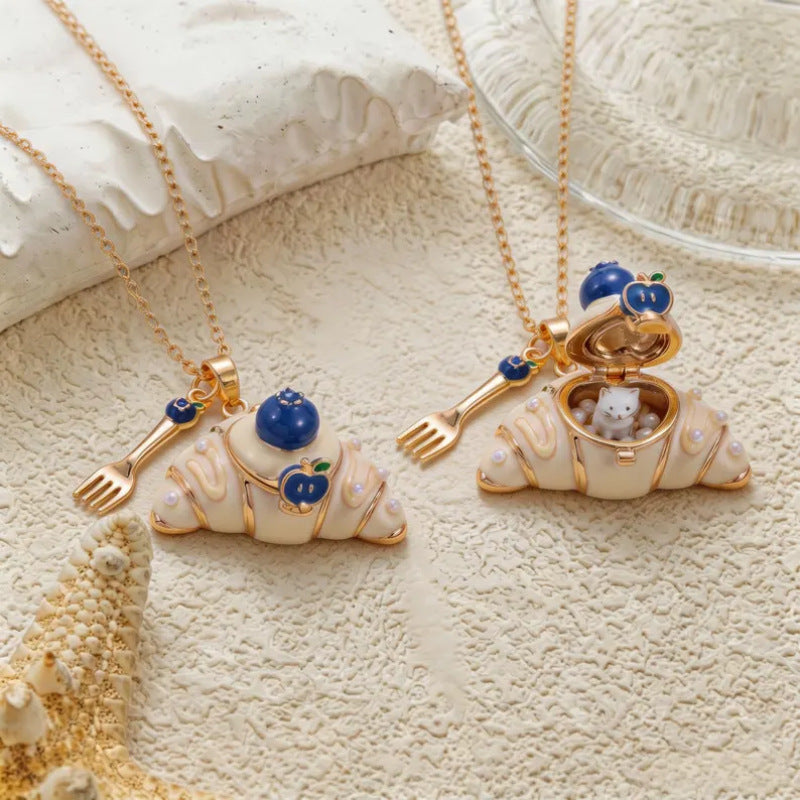 Sweet Critters Croissant Open Charm Necklace
