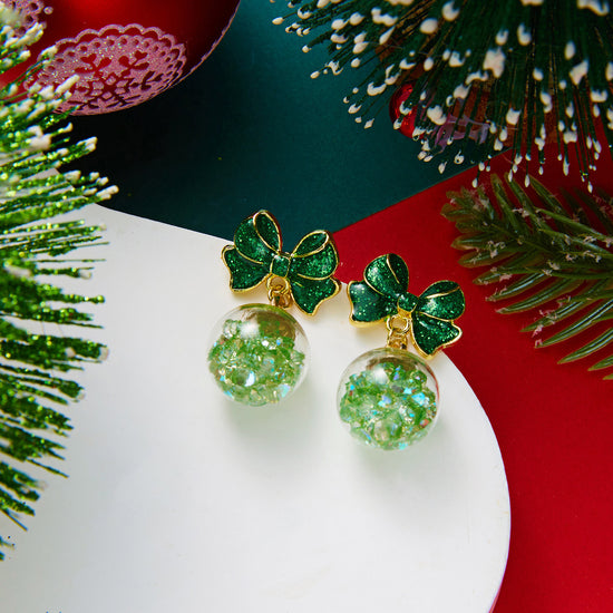 Merry Jingle Snowflake Crystal Bell Earrings