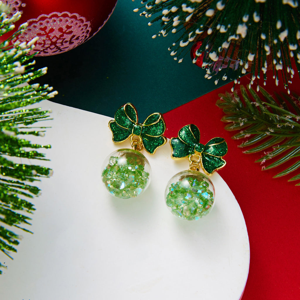Merry Jingle Snowflake Crystal Bell Earrings