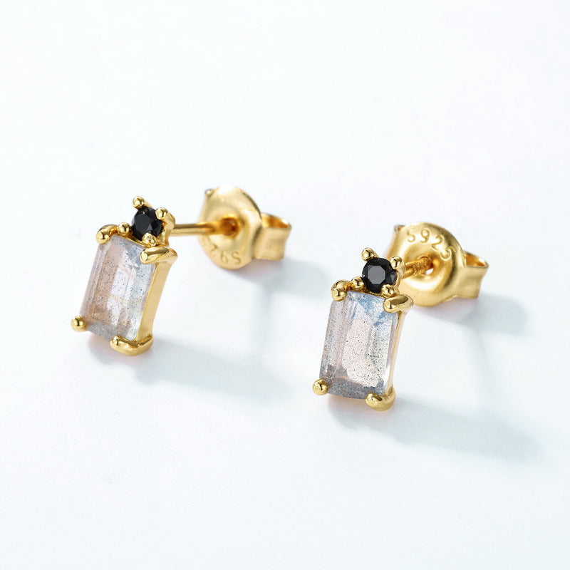 Midnight Mist Labradorite & Black Onyx Stud