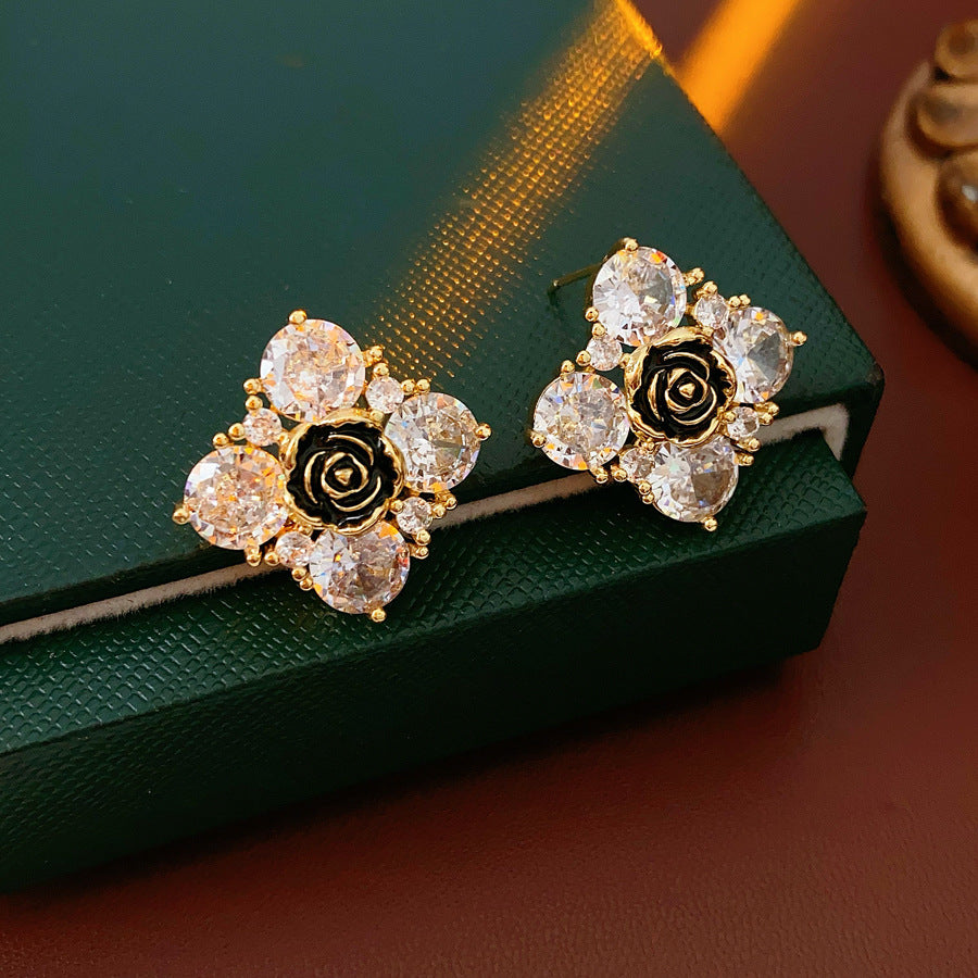 Camellia Ice Cube Stud Earrings