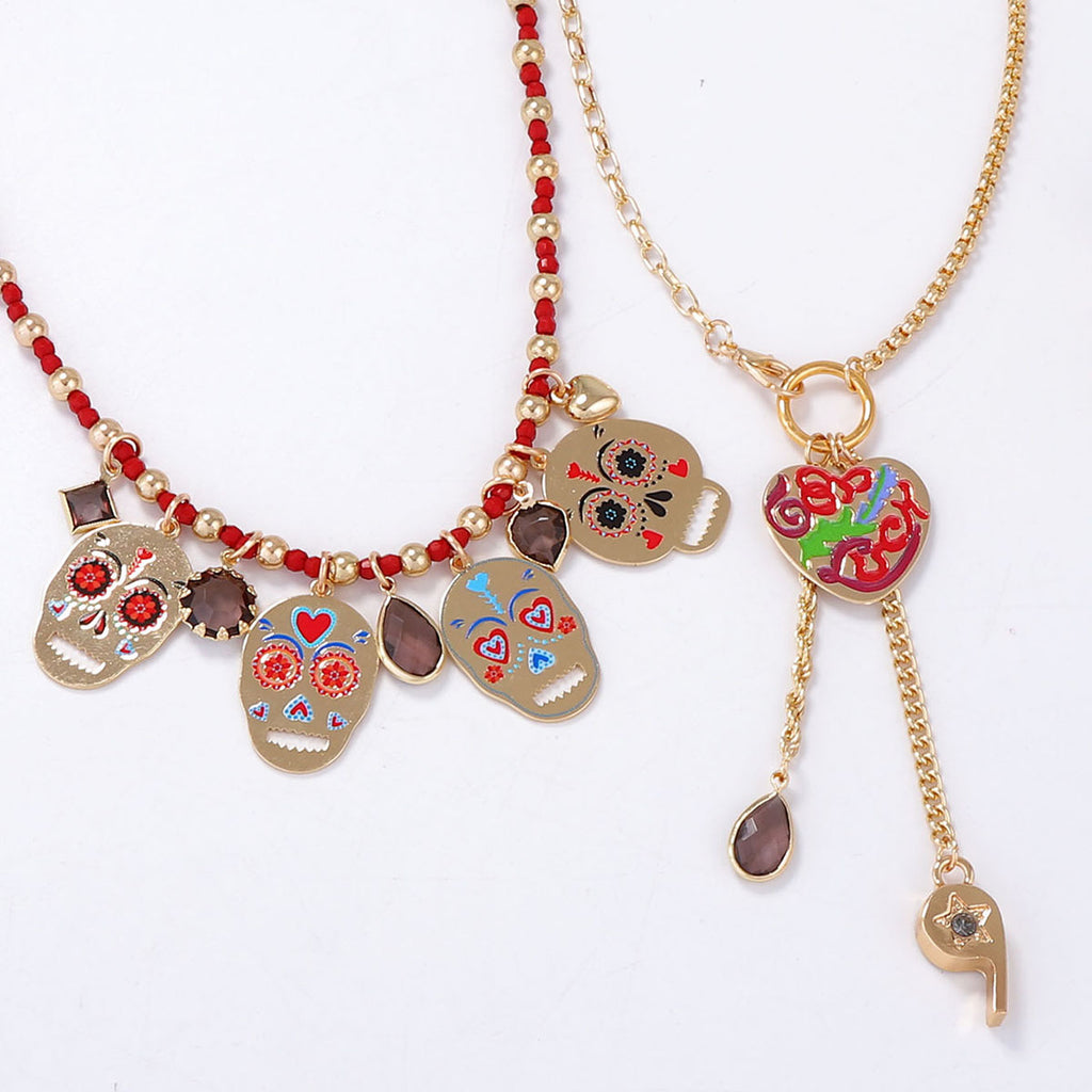 EDGY Halloween Skull Necklace Set
