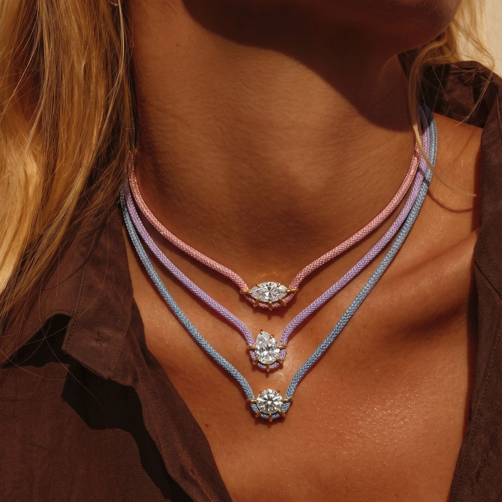 Color Pop Braided Rope CZ Cord Necklace