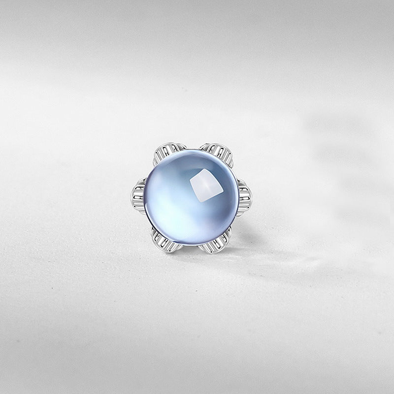 Moonlit Bloom Blue Topaz Flower Stud Earrings