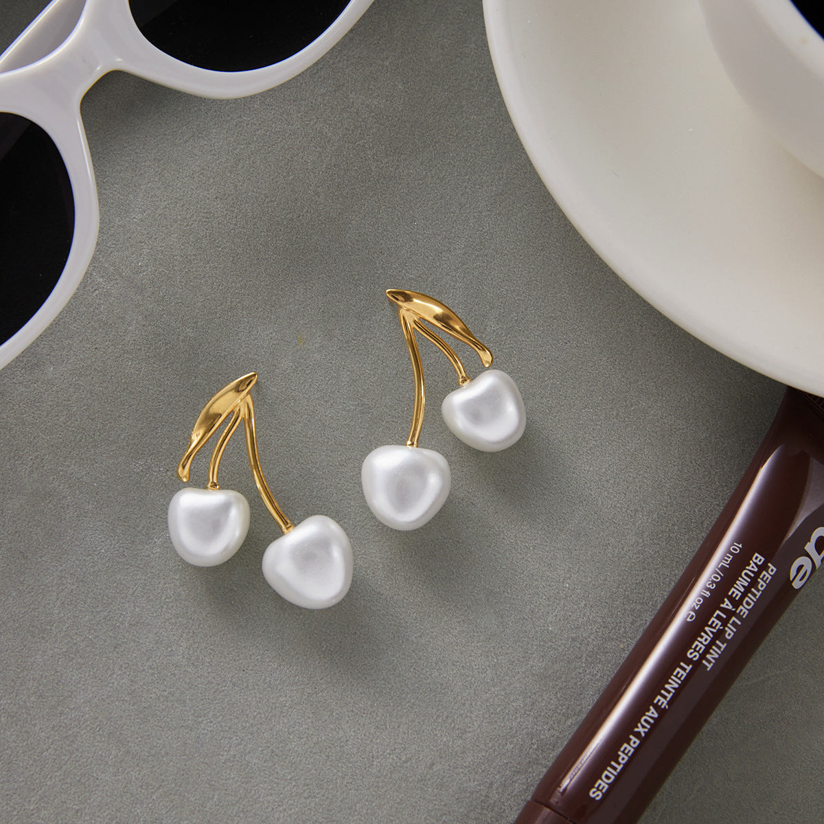 Golden Cherry Pearl Earrings