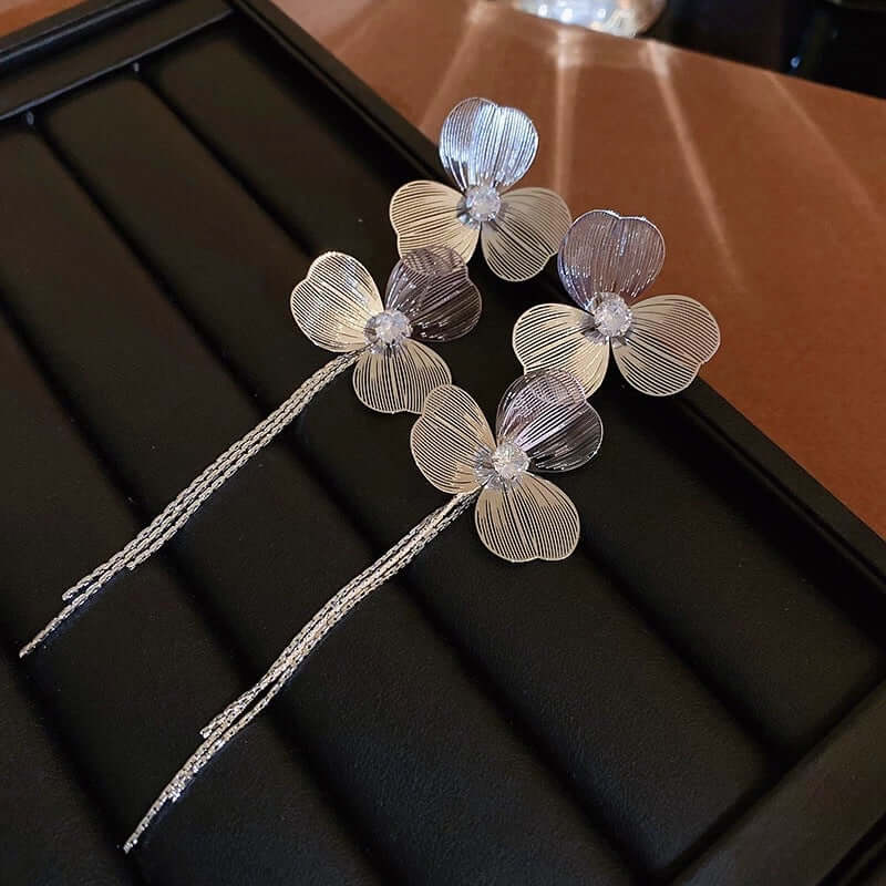 Baroque Large Flower Tassel Exaggerate Earrings