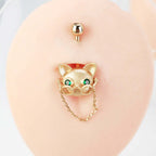 Cat with Glasses Dangle Belly Ring