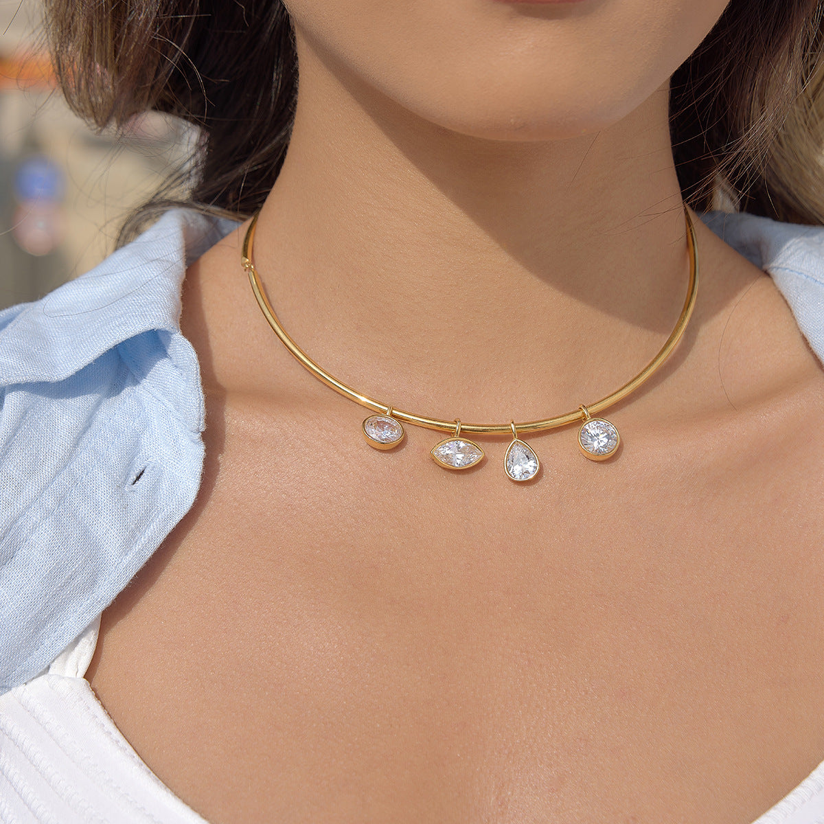Gold Evil Eye Simple Choker