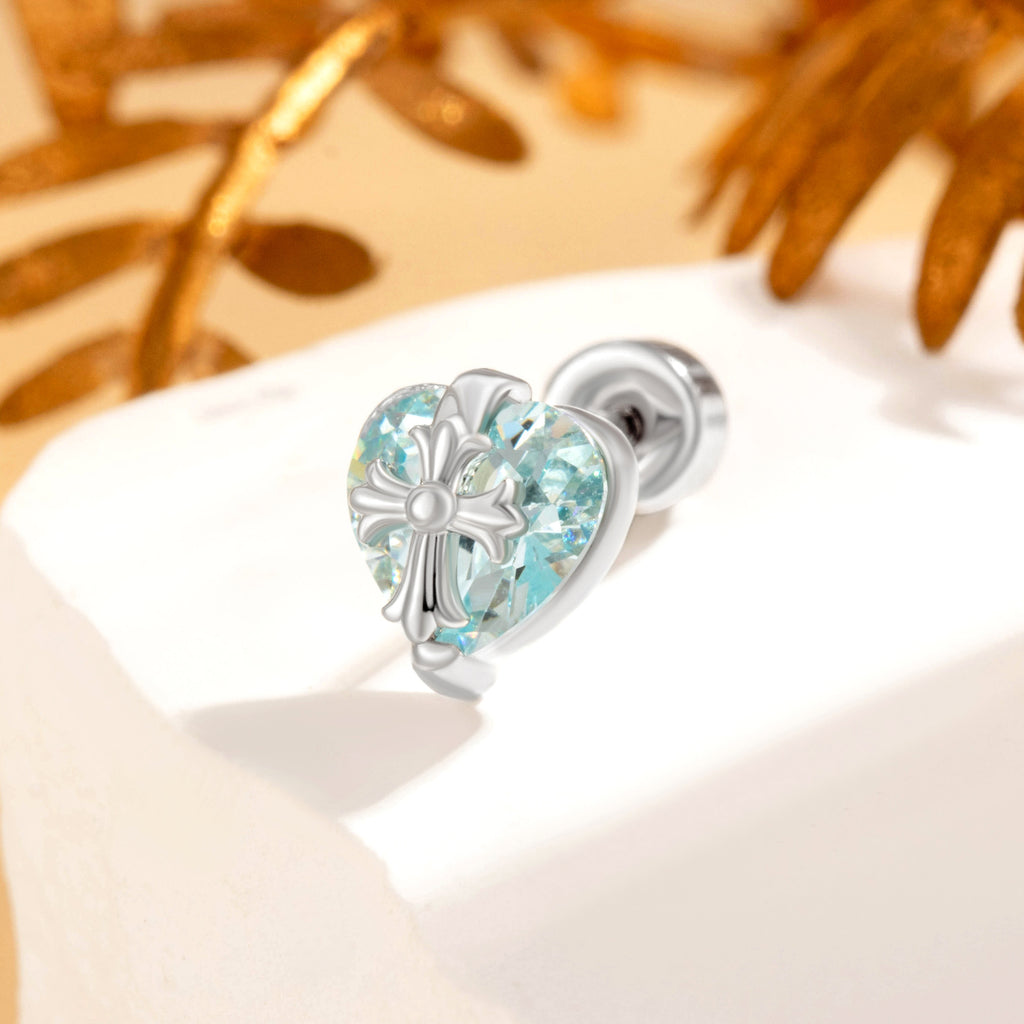 Cross Heart Flat Back Piercings